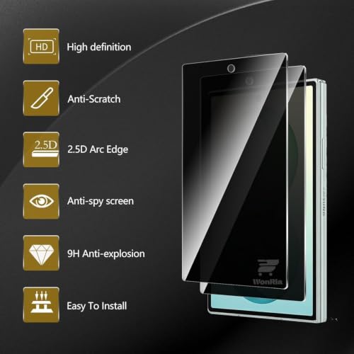 Image of 2+2 Pack - Privacy Tempered Glass Compatible with Samsung Galaxy Z Fold 8 Wide 5G with 3D Camera Lens Ring Protector Screen Glass Protector | 9H Hardness | Case Friendly | Anti-Spy - Installation Kit