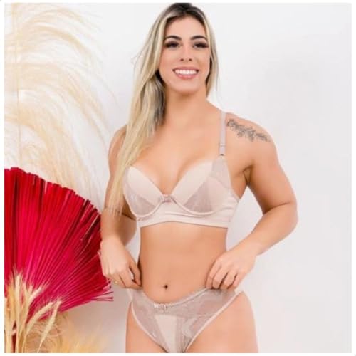 Kit 5 Lingerie Feminino Com Bojo Calcinha e Sutiã (CORES DIVERSAS, M)