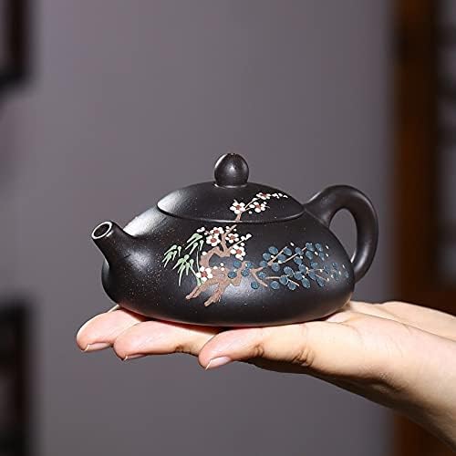Teapot Zisha Teapot Handmade Flower Painting Shipiao Tea Kettle Yixing Purple Clay Teapots for Green Red Tea Home Kung Fu Teaware Pottery Teapot
