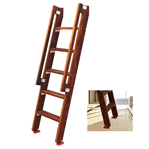 Escalera para litera de madera retro ajustable con ganchos de seguridad 2
