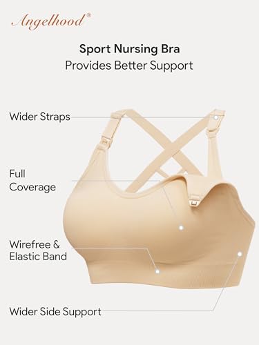 Image of Angelhood Nursing Bras for Breastfeeding, Seamless Nursing Sports Bra Support Yoga Maternity Bras Pregnancy Sleep Bralette