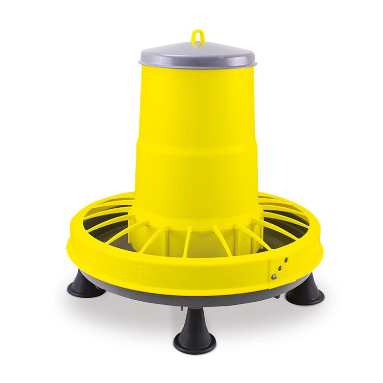 Mangeoire anti-gaspillage 12L COMPACTA à trémie - sans tige centrale, à 3 positions de réglage, grille anti-gaspillage et pieds - River Systems