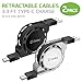 USB-C Retractable Charging Cable, USB Type-C Fast Charger Cord, Compatible for Apple iPhone 15 Series iPad Pro Air Mini, Samsung Galaxy Smartphones & Tablet, Google Pixel, (2 Pack)