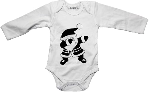 Dabbing Santa - Christmas - Baby Grow White Long Sleeve