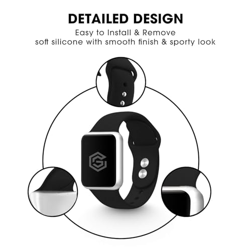 Image of GRIPP Soft Silicone Watch Strap for 40mm /41mm /42mm, Watch Series 11 /10 /9 /8 /7 /6 /5 /4 /3 /2 /1, SE 3 /2 /1, Slim, Lightweight, Adjustable (Watch Not Included) - Black