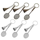 SUPVOX Badminton Racket Keyring 6pcs Metal Keychains with Ball Pendant Cute Keychain for Boys and Girls and