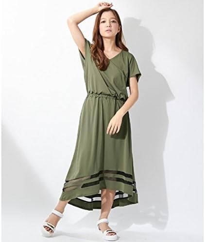 Amazon Co Jp イング Ingni エスパンディー裾シアーマキシ ワンピース カーキ M 服 ファッション小物