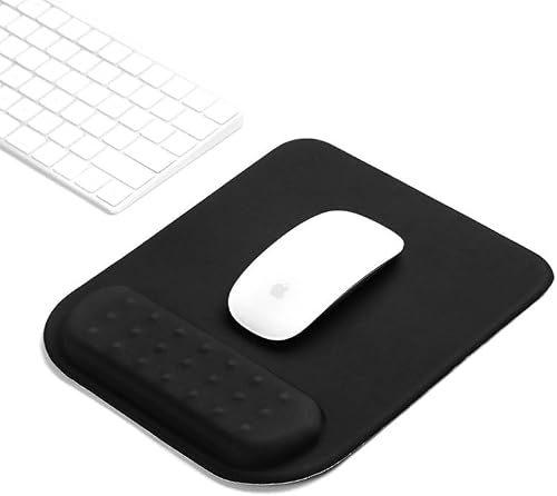 Mouse Pad with Wrist Rest, Memory Foam Ergonomic Design, Soft Wrist-Supporting Mouse Pad with Non-Slip Bottom for Stable Smooth Control, Mousepad for Home, Office, Computer, Laptop (Black)