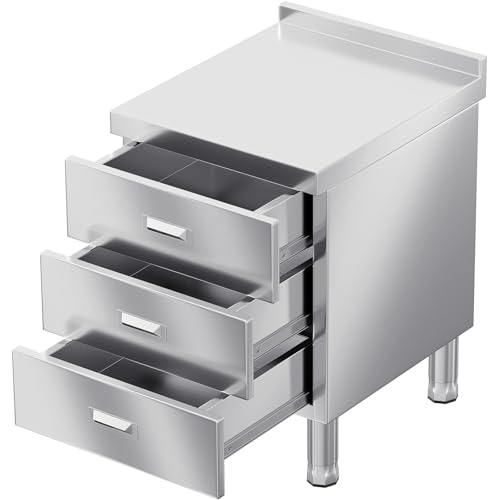 WWK Outdoor Kitchen Drawer, Stainless Steel Kitchen Cabinet with Drawers, Triple Access BBQ Drawers for Outdoor, Commercial Restaurant, Garage, 20.87" D x 19.68" W x 35.43" H