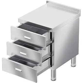 WWK Outdoor Kitchen Drawer, Stainless Steel Kitchen Cabinet with Drawers, Triple Access BBQ Drawers for Outdoor, Commercial Restaurant, Garage, 20.87" D x 19.68" W x 35.43" H
