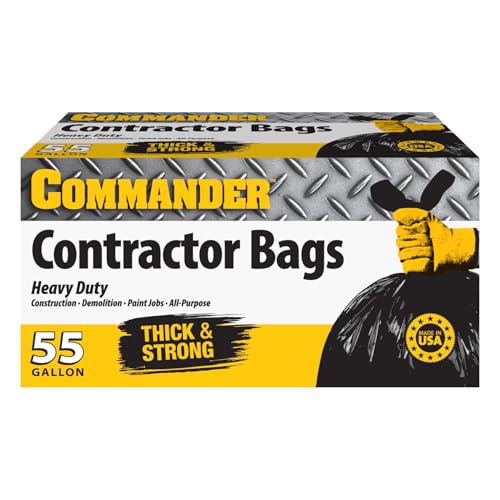 Commander 55 Gallon 3 MIL (eq) Heavy Duty Contractor Bags with Flap Ties - 36