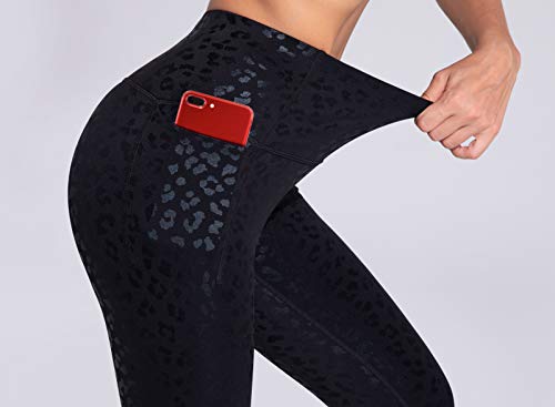 The Gym People Tummy Control Workout Leggings With Pockets High Waist Athletic Yoga Pants For Women Running, Hiking (Black Leopard, Small) #TOP6