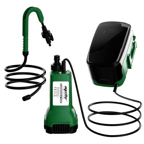 Mellif Akku Tauchpumpe für Makita Akku 18V, Wasserpumpe Akku Regenfasspumpe, Fördermenge 1800 L/h, max. Förderhöhe 4 m, 1,75 bar, mit Wasserrohr, Drehschalter für Gartenbewässerung(Ohne Akku)