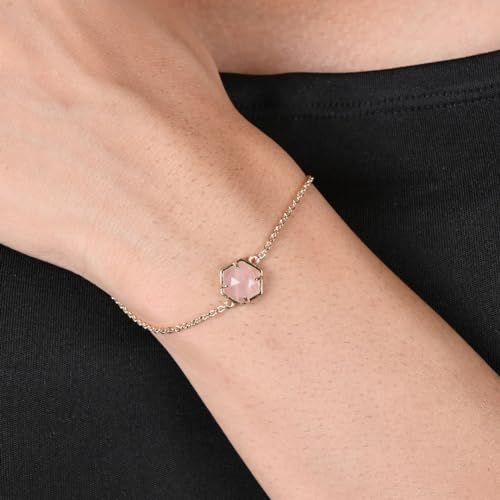 Gempires Gemstone Bracelet with Hexagon Shape Gemstone Suspended with 7 + 1 inch Chain, 14k Gold Plated, Hypoallergenic and Safe Jewelry3