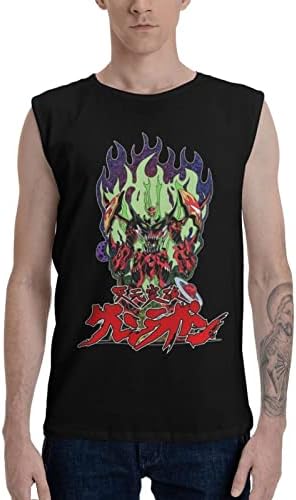 Anime Gurren Lagann Tank Tops Men Casual Fashion Vest Summer Round Neckline Sleeveless T Shirt Black