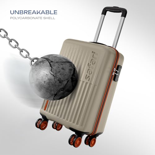 Image of Safari Astra Neo 8 Wheels 56cm Cabin Size Trolley Bag, Hard Case Polycarbonate, 360 Degree Wheeling Carry-on Luggage for Men & Women, Travel Bag, Suitcase for Travel, Trolley Bag for Travel, Champagne