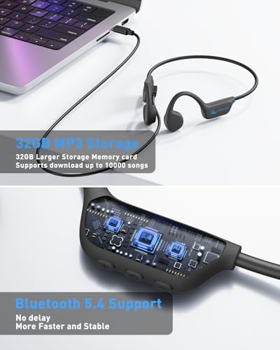 Nilsinn Bone Conduction Headphones, Swimming Headphones Underwater,Ipx8 Waterproof Bluetooth 5.4 Open Ear Headphones With 32G Mp3 Memory For Swimming,Running thumb #5