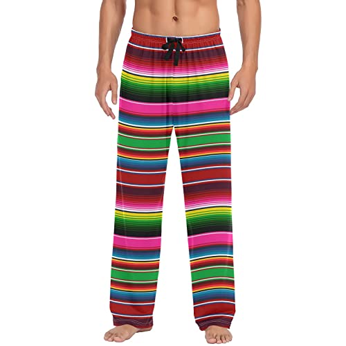 J JOYSAY Mexican Blanket Stripes Pajama Pants Mens Lounge Pants Super Soft Men Pajama Bottoms with Drawstring Pockets