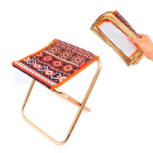 AOUTACC Camping Stool, Portable Folding Stool for Outdoor Travel Walking Hiking Fishing Garden Golf Beach, Foldable Camping Seat with Carry Bag (Orange - 8.3