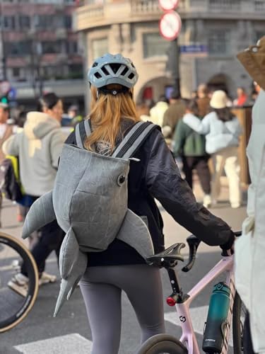 DIY Medium Size Trendy Zoo Collection Whale Shark Backpack, Unique Unisex Designer Animal Print Rucksack (Medium Pink Shark Bag)2