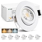 BOJIM LED Einbaustrahler 230V Dimmbar Weiß, Spots 68mm - 80mm Lochmaß, Einbauleuchten Flach 7W, IP44 Wasserdicht, Warmweiß Kaltweiß Neutralweiß, Deckenspots für Bad Küche Wohnzimmer, 6er Set