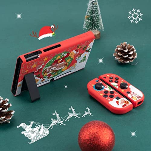 ENFILY Cute Christmas Santa Claus Case Compatible with Nintendo Switch, Dockable Case Cover, Ergonom