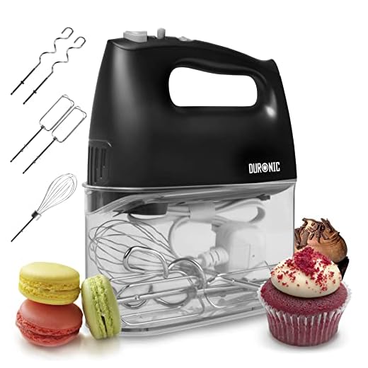 Duronic HM4 BK Batidora Amasadora de Repostería 400W con 5 Velocidades y Función Turbo - Incluye Varillas Batidoras, Garfios Amasadores y Varilla de Globo - Color Negro