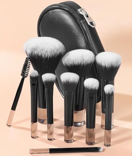 Portable Makeup Brushes Mini Makeup Set with Brush Bag 10 Pcs