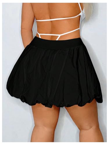 OYOANGLE Women's Plus Size High Waisted Bubble Skorts Y2K Ruffle Hem Puffy Skirt Shorts2