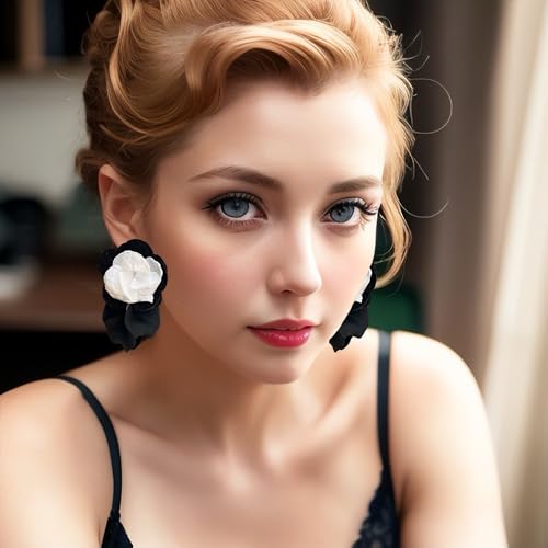 Dangle Acrylic Chiffon Petal Earrings Long Drop Statement Rose Flower Resin Floral Tassel Earrings for Women4