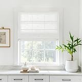 TWOPAGES Linen Roman Shades for Windows Custom Cordless Blinds for Indoor Windows,French Doors,Bedroom, Living Room, Bathroom(Beige White, Custom Made)
