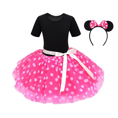Little Girls Polka Dots Fancy Princess Dress Kid Girl Birthday Party Outfit Child Girls Tulle Dress, Pink 18-24 Months