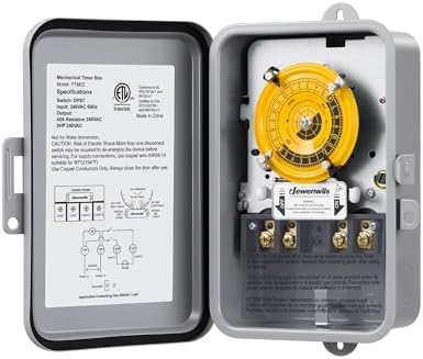 pool heat pump timer that will change how you manage your heating 6 DEWENWILS 24-Hour Mechanical Timer Switch - 208-277VAC DPST, 5HP 40A, Metal Enclosure, Heavy Duty, Manual Override, Ideal for Pool Pump, Water Heater, Lights and Fans, Weatherproof, ETL Listed, Gray