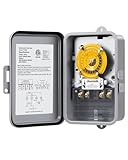 DEWENWILS 24-Hour Mechanical Timer Switch - 208-277VAC DPST, 5HP 40A, Metal Enclosure, Heavy Duty, Manual Override, Ideal for Pool Pump, Water Heater, Lights and Fans, Weatherproof, ETL Listed, Gray