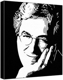 Harold Ramis (100% Original Painting. Not A Print ) Acrylic Paint On Deep Framed Canvas (60 x 50 x 1.8 cm) 3-Colour Black/Grey/White-image-30