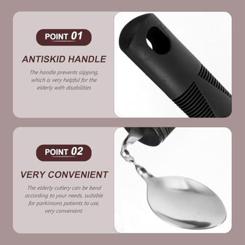iplusmile 4Pcs Adaptive Utensils for Elderly, Easy Grip Built Up Bendable Fork Spoon Tableware, Eating Feeding Cutlery Handicap Accessories for Disabled Hand Tremors People - Image 6