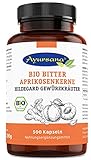 Ayursana - Bio Bittere Aprikosenkernkapseln mit Hildegard-Gewürzkräutern, mit hohem Amygdalin-Anteil (500 Stück)