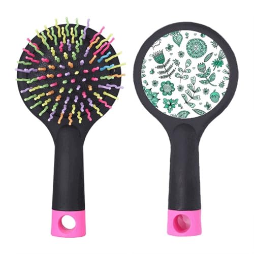 Brosse à cheveux démêlante S salon brosse coussin fleurs vertes