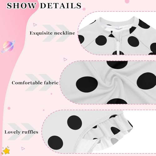 susiyo Black Polka Dot Girls Long Sleeve One Piece Swimsuits Rash Guard Bathing Suit UPF 50+ Zipper Girl Swimwear4
