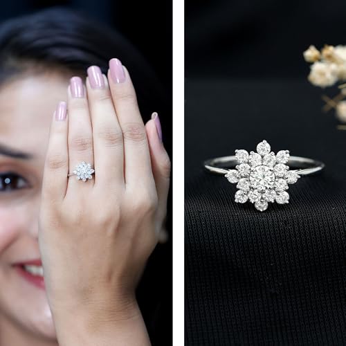 Certified Lab Grown Diamond Flower Engagement Ring, Ef-Vs Quality, Diamond Cluster Ring For Women - Ready To Gift2