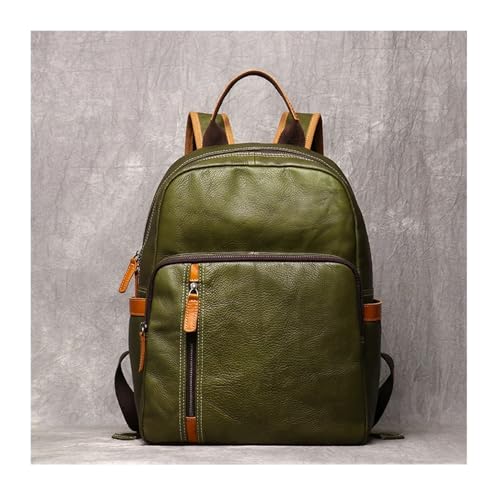 Vintage Leather Mens Backpack Cowhide Travel Backpack For Men(Green)3