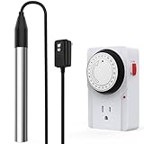 1500W Immersion Water Heater with Timer, Electric Fully Submersible Pool Water Heater, 24H Precise Temp Control for Baptistery, Hot Tub, Bucket, Camping Stock Tank, Bathtub, Small Inflate Pool