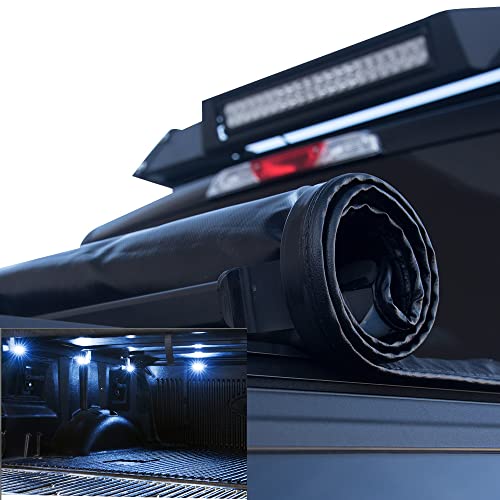 Lock & Roll Up Soft Vinyl Tonneau Cover & Truck Bed LED Lighting System For 83-11 Ford Ranger / 94-10 Mazda B-Series B2300 / B2500 / B3000 / B4000 6 Feet (72") Bed