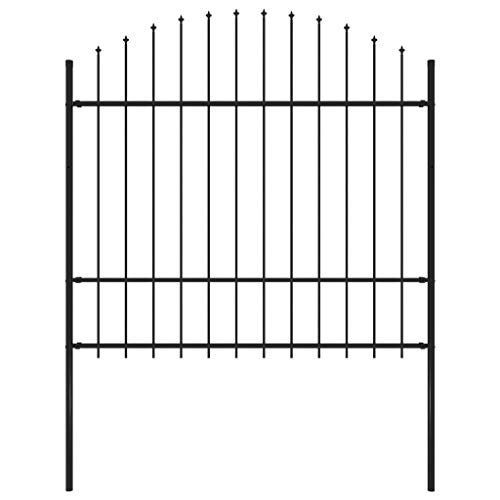 Preisvergleich Produktbild vidaXL Gartenzaun mit dekorativen Speerspitzen Schmuckzaun Metallzaun Zaun Zaunelemente Stahlzaun Gitterzaun Zaunfeld Tor (1,5-1,75) x1,7m Stahl Schwarz