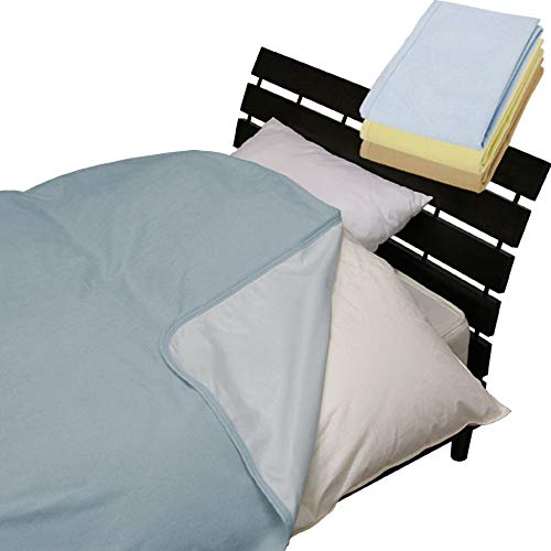 メーカー直販 防水ベッドカバー (おねしょ・介護用) フリーサイズ (ダブル~クイーン使用可) 200×240cm ブルー