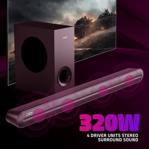 Image of Artis SoundHub 410 320W 2.1Channel Wireless Bluetooth Sound bar & Wireless Subwoofer, 3 EQ Presets, 4 Driver Units & Input Modes: Bluetooth /HDMI(ARC) / AUX in /COAXIAL /Optical /USB Input