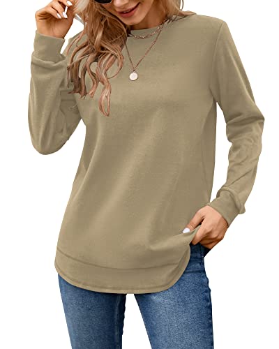 Image of MOLERANI Sweatshirts for Women Casual Long Sleeve Crewneck Shirt Tunic Tops | Pullovers, Soft Lightweight Warm Fabric, Loose Fit, Fall Winter Trendy Clothes, Daily Wear, Workout, Outdoor Outfits