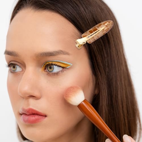 12 Pack No Crease Hair Clips No Bend Hair Clips Creaseless Hair Clips Flat Duckbill Clips Alligator Hair Barrette Makeup Hair Clip Salon Hairstyle Accessories for Women Girls(White and Coffee) - Image 6