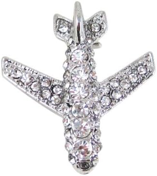 echomerx Airplane Rhinestone Brooches Pin Flight Attendant Uniform Fashion Jewelry Gift