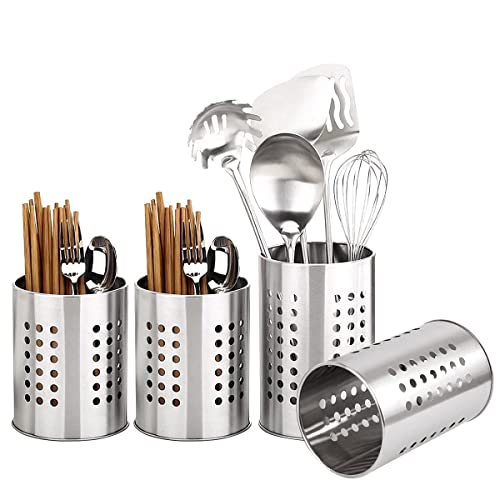 Porta-Utensilios de Cocina,Zliger 4 Piezas Porta Utensilios De Cocina Escurridor de Cubiertos Organizador de Cubiertos Estante Almacenamiento Vajilla Palillos Cover